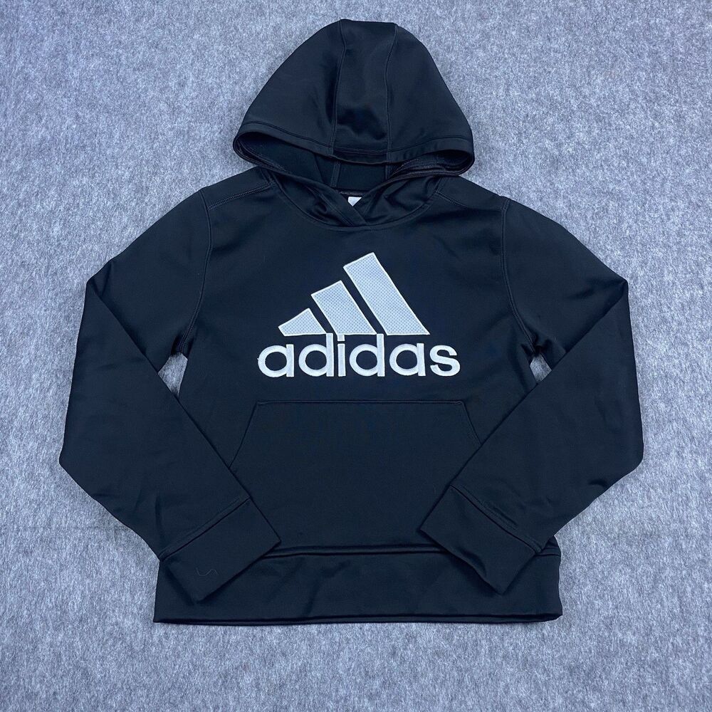 Adidas Boys Performance Hoodie Pullover Black Long Sleeve Logo Youth Size S (8)